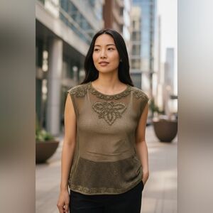 DKNY See Through Sleeveless Shirt Size Xsmall